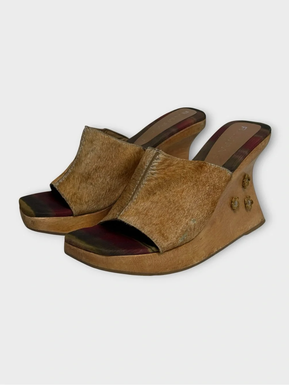 Rampage Pony Hair Platform Wedge Sandals